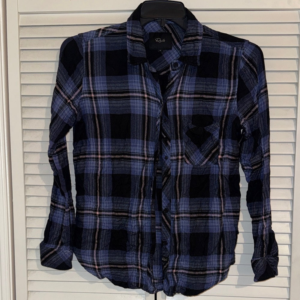 Rails Hunter Midnight Blue Pink Plaid Women’s Shirt - M